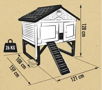 Dimensions du poulailler anti poux rouges Smoby